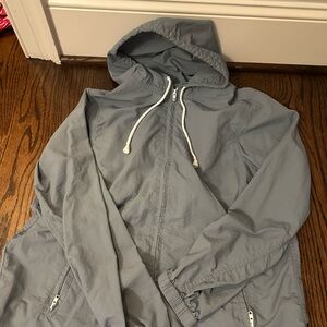 Brandy Melville Gray Windbreaker with Hood and Elastic Cuffs